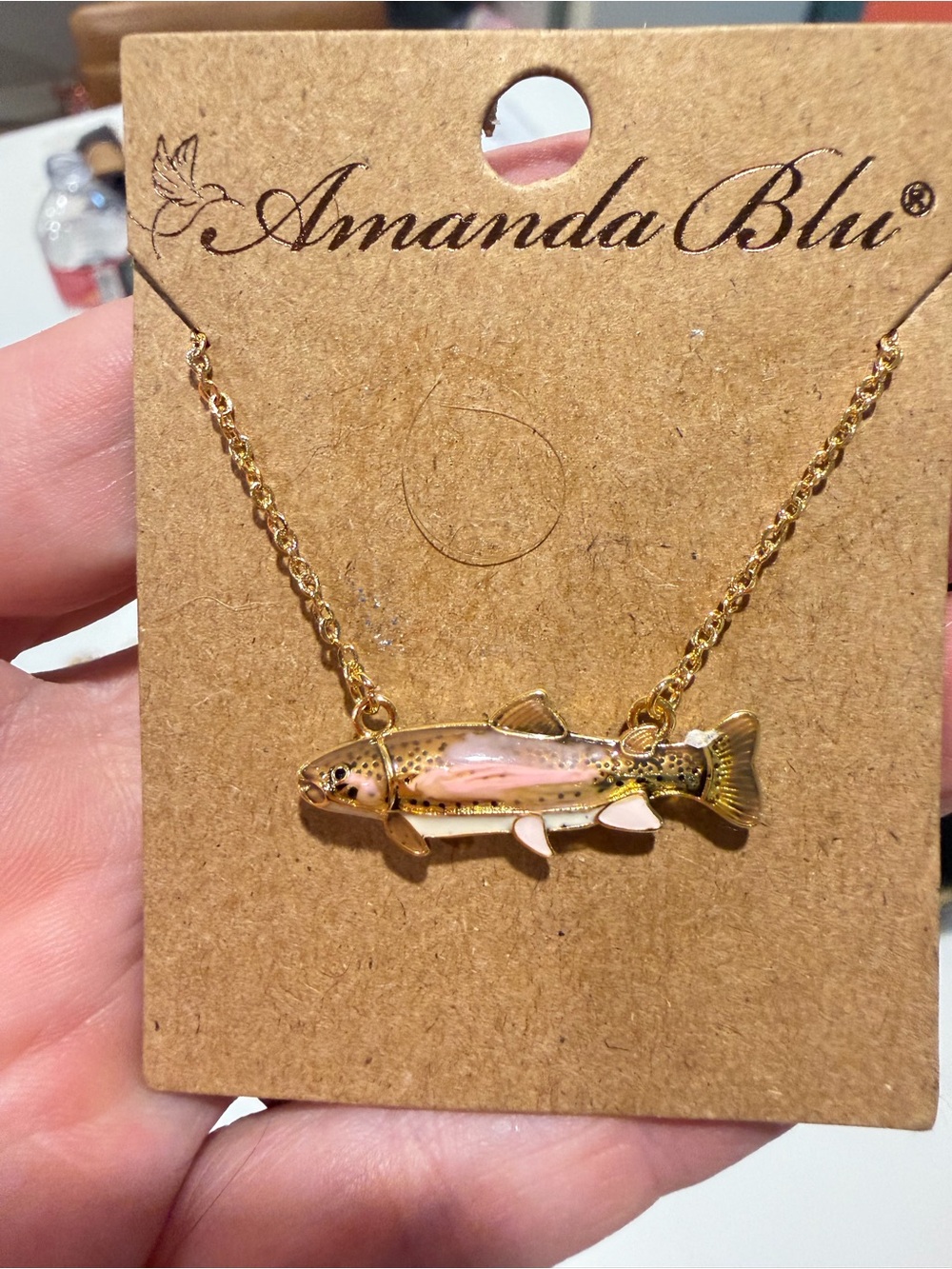 Amanda Blu Gold & Pink Trout Pendant Necklace